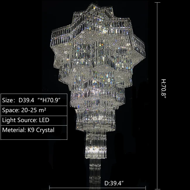 Luxury Extra Large Plaza Multi-Tier Crystal Chandelier For Hotel Hall / 2 Story Foyer / High Ceiling Living Room - Image 5