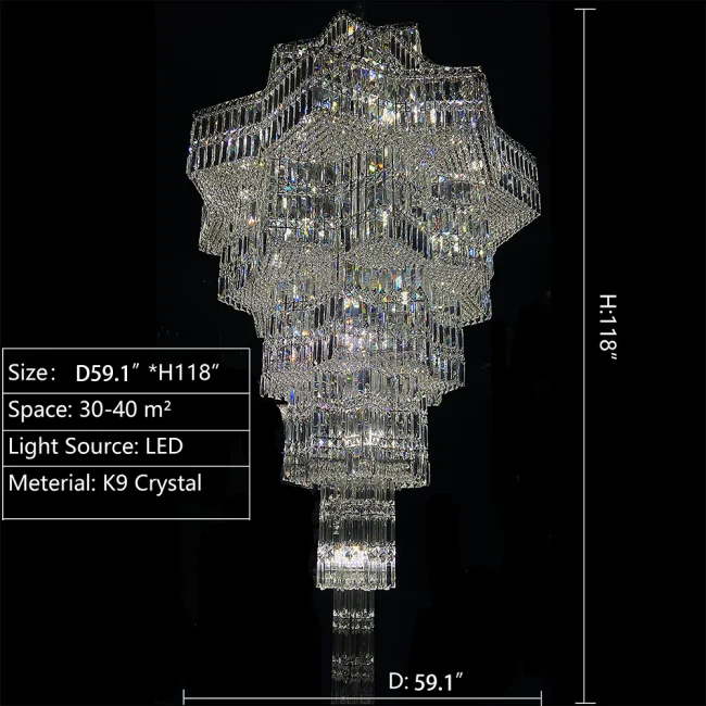 Luxury Extra Large Plaza Multi-Tier Crystal Chandelier For Hotel Hall / 2 Story Foyer / High Ceiling Living Room - Image 7