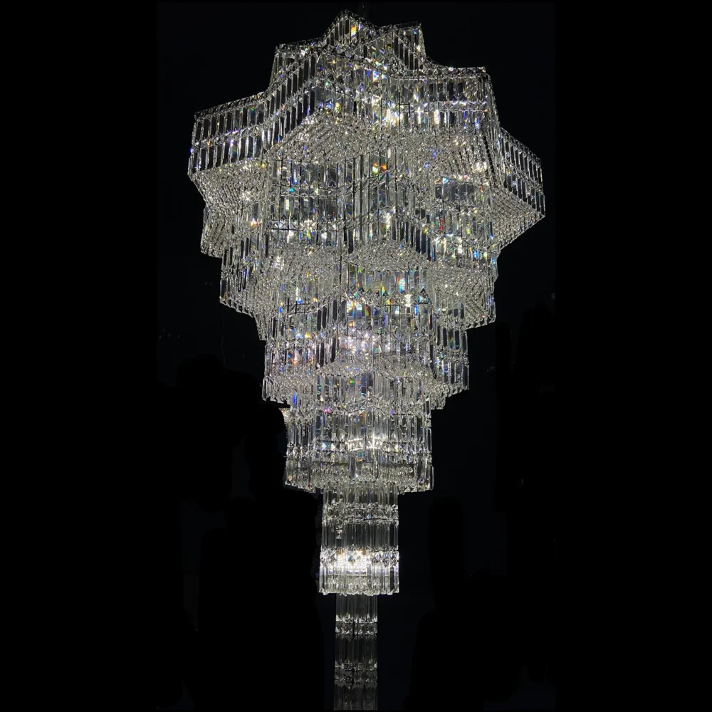 Luxury Extra Large Plaza Multi-Tier Crystal Chandelier For Hotel Hall / 2 Story Foyer / High Ceiling Living Room