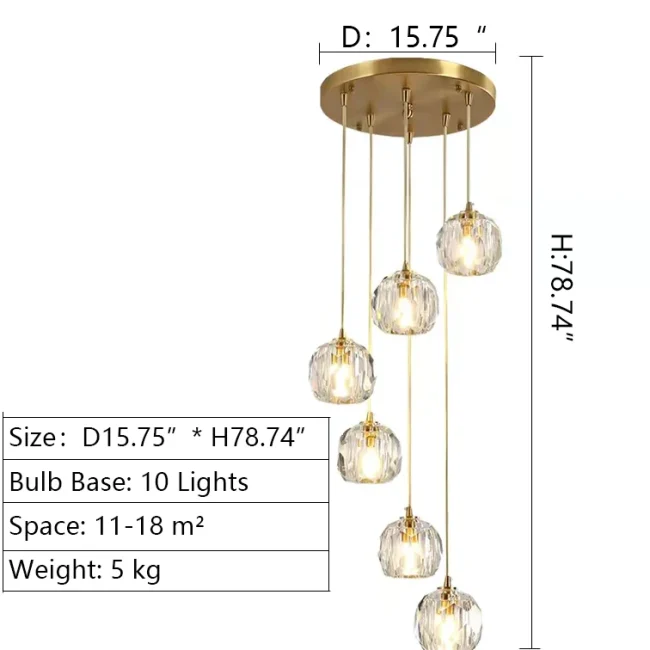 Sputnik K9 Crystal Chandelier Entryway Pure Copper Ceiling Light Foyer Hall Brass Lighting Fixture - Image 8