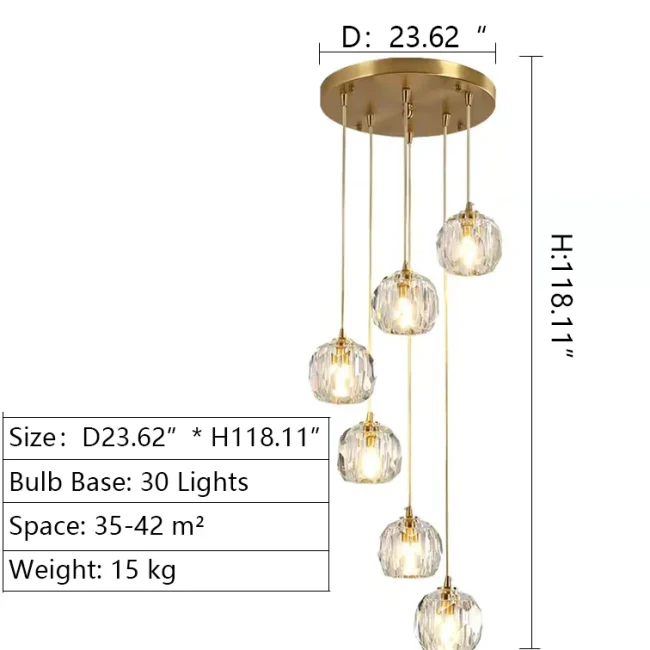 Sputnik K9 Crystal Chandelier Entryway Pure Copper Ceiling Light Foyer Hall Brass Lighting Fixture - Image 10