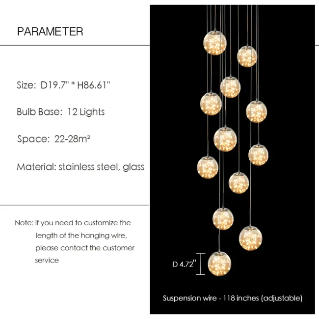 Modern Starlight Globe Chandelier for Foyer Hall Crystal Clear Glass Ball Light Decoration Living Room Ceiling Lamp - Image 2