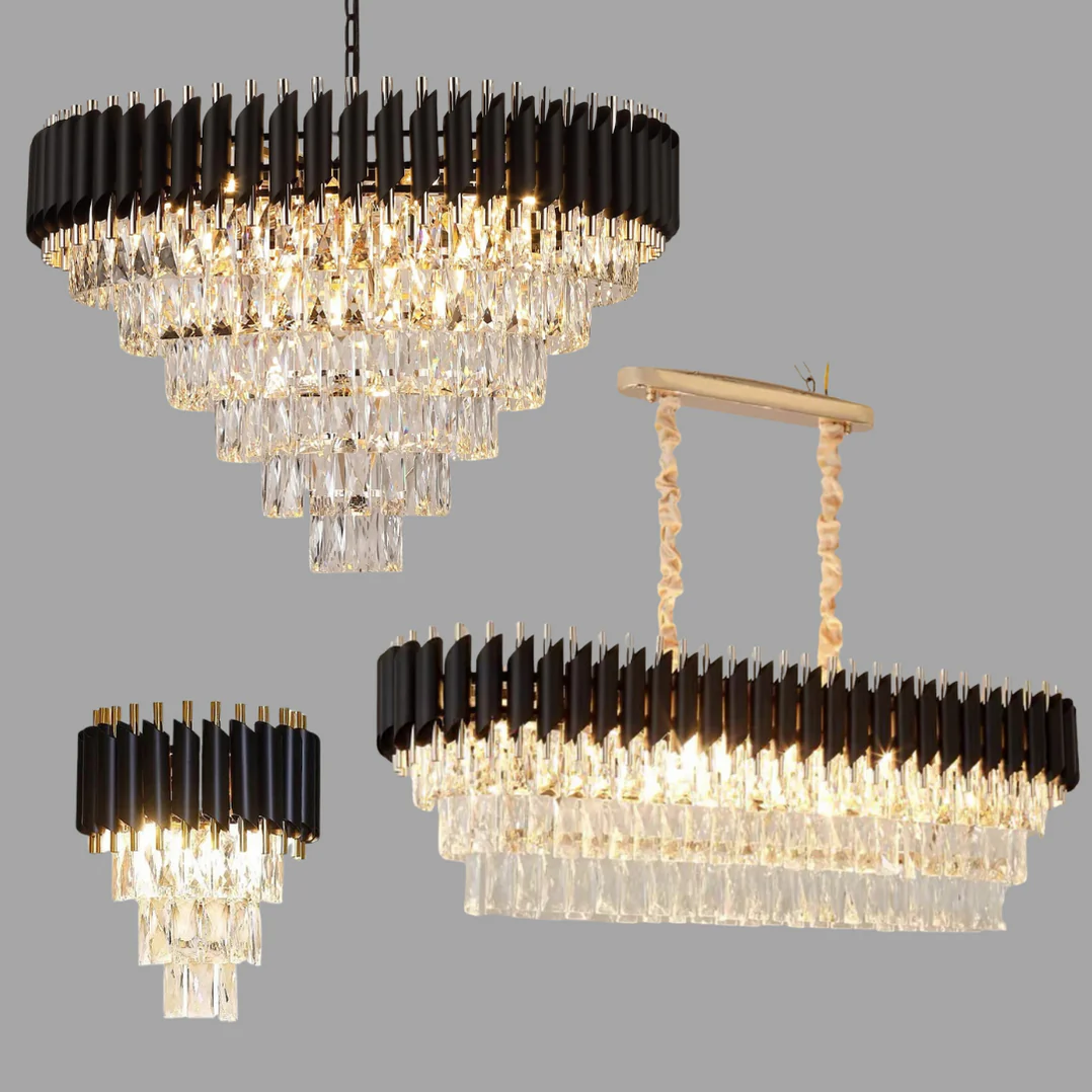 Modern Luxury Multi-Tier Oval/Round Crystal Tiered Chandelier