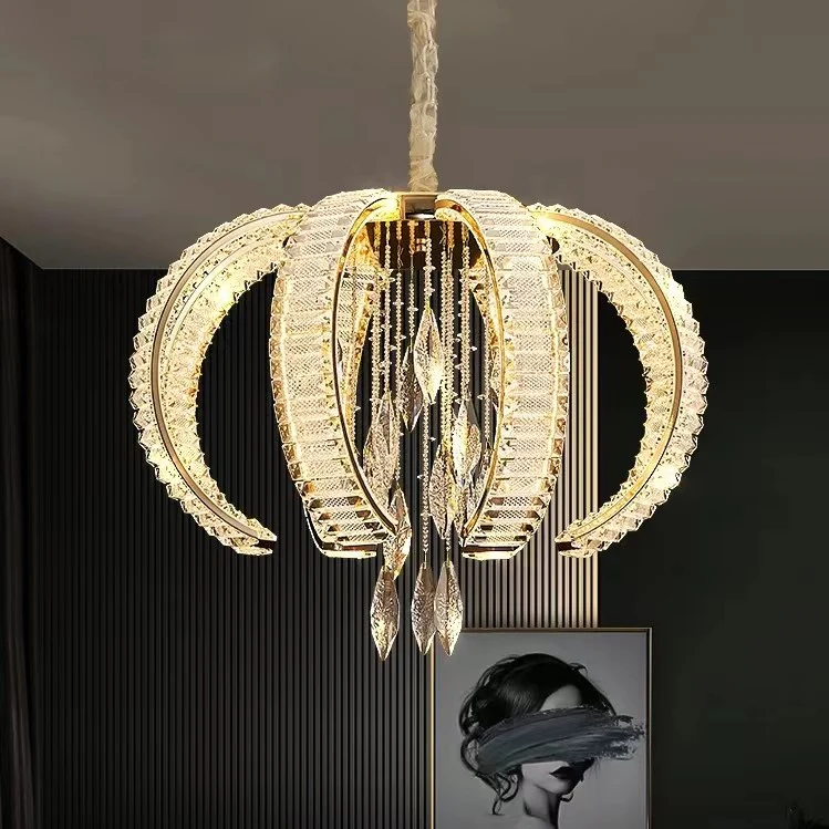 Post-modern Art Light Luxury K9 Crystal Pendant Chandelier for Living/Dining Room/Foyer/Hallway