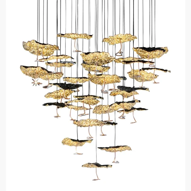 Nordic Art Lotus Leaves Shape Pendant Chandelier - Image 8