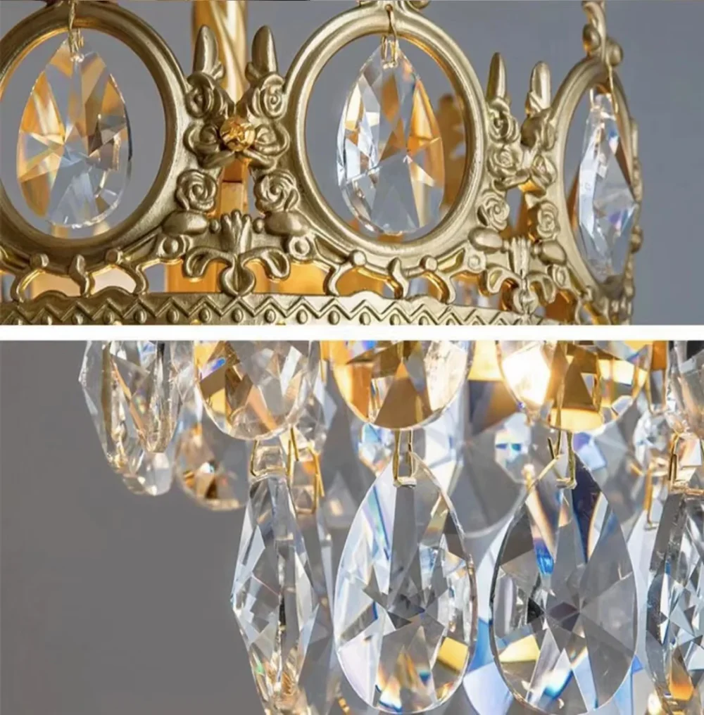 Designer Model Light Luxury Crown Crystal Pendant Chandelier for Bedside/Foyer/Dining Room - Image 3