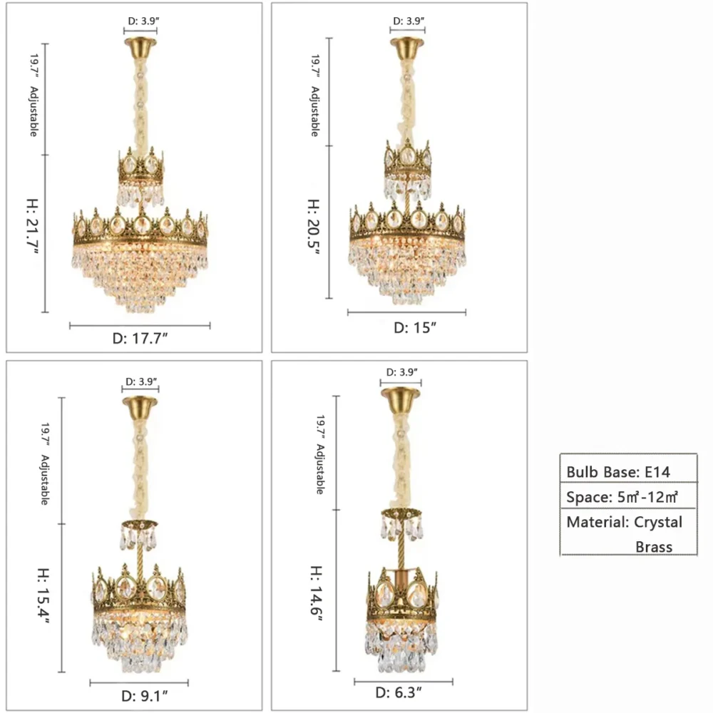 Designer Model Light Luxury Crown Crystal Pendant Chandelier for Bedside/Foyer/Dining Room - Image 4