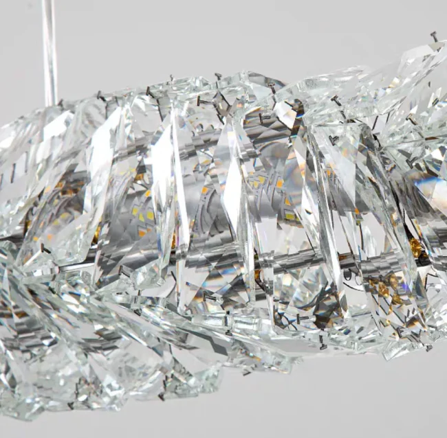 New Nordic Light Luxury Rectangle Brass and Crystal Pendant for Dining Room/Kitchen Island - Image 3