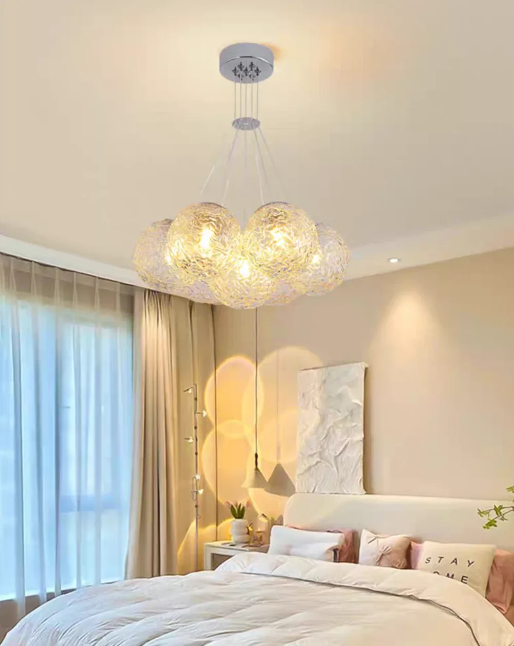 Affordable Nordic Art Water Pattern Glass Bubble Pendant Chandelier for Living/Dining Room/Bedroom - Image 4
