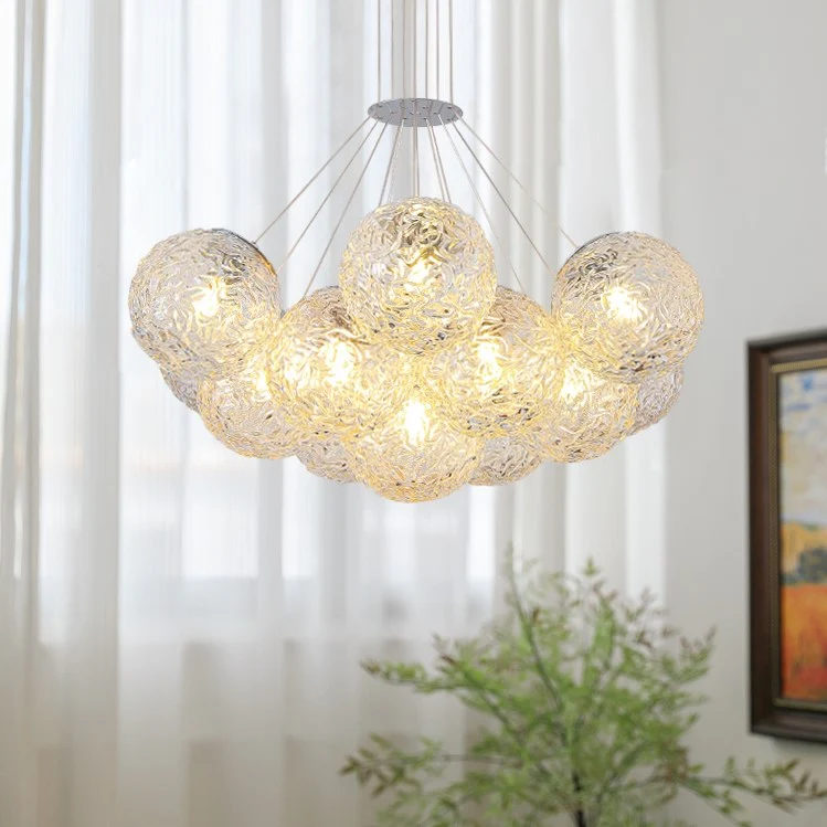 Affordable Nordic Art Water Pattern Glass Bubble Pendant Chandelier for Living/Dining Room/Bedroom