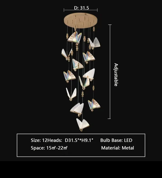 Extra Large Light Luxury Art Butterfly Pendant Chandelier for Bedroom/Dining Room/Staircase - Image 4