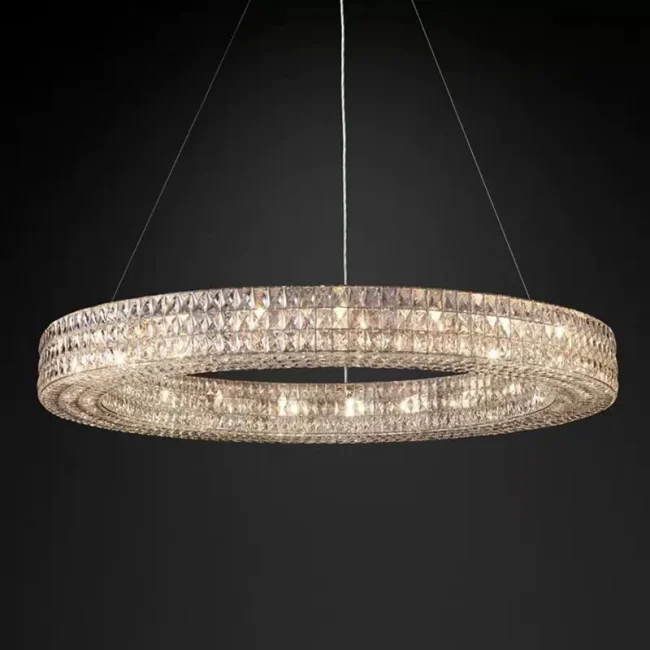 Oversized Modern Ring Pendant Light/Round Crystal Chandelier for Living/Dining Room/Bedroom