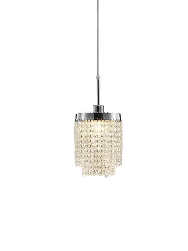 Modern Column Tiered Crystal Pendant Light in Chrome Finish Chandelier for Dining Room/Bedside/Entryway - Image 6