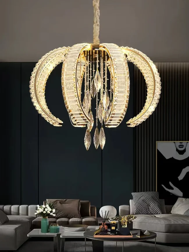 Post-modern Art Light Luxury K9 Crystal Pendant Chandelier for Living/Dining Room/Foyer/Hallway - Image 4