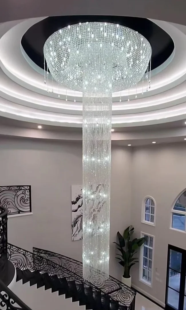 Extra Large Silver Waterfall Luxury Ceiling Chandelier for High-ceiling - Image 4