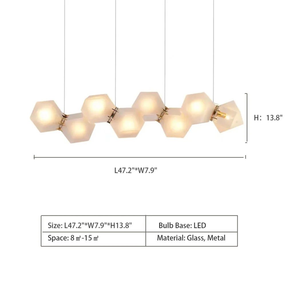 Modern Multiple Facet Diamond Glass Cluster Pendant Light for Dining Table/Kitchen Island - Image 8