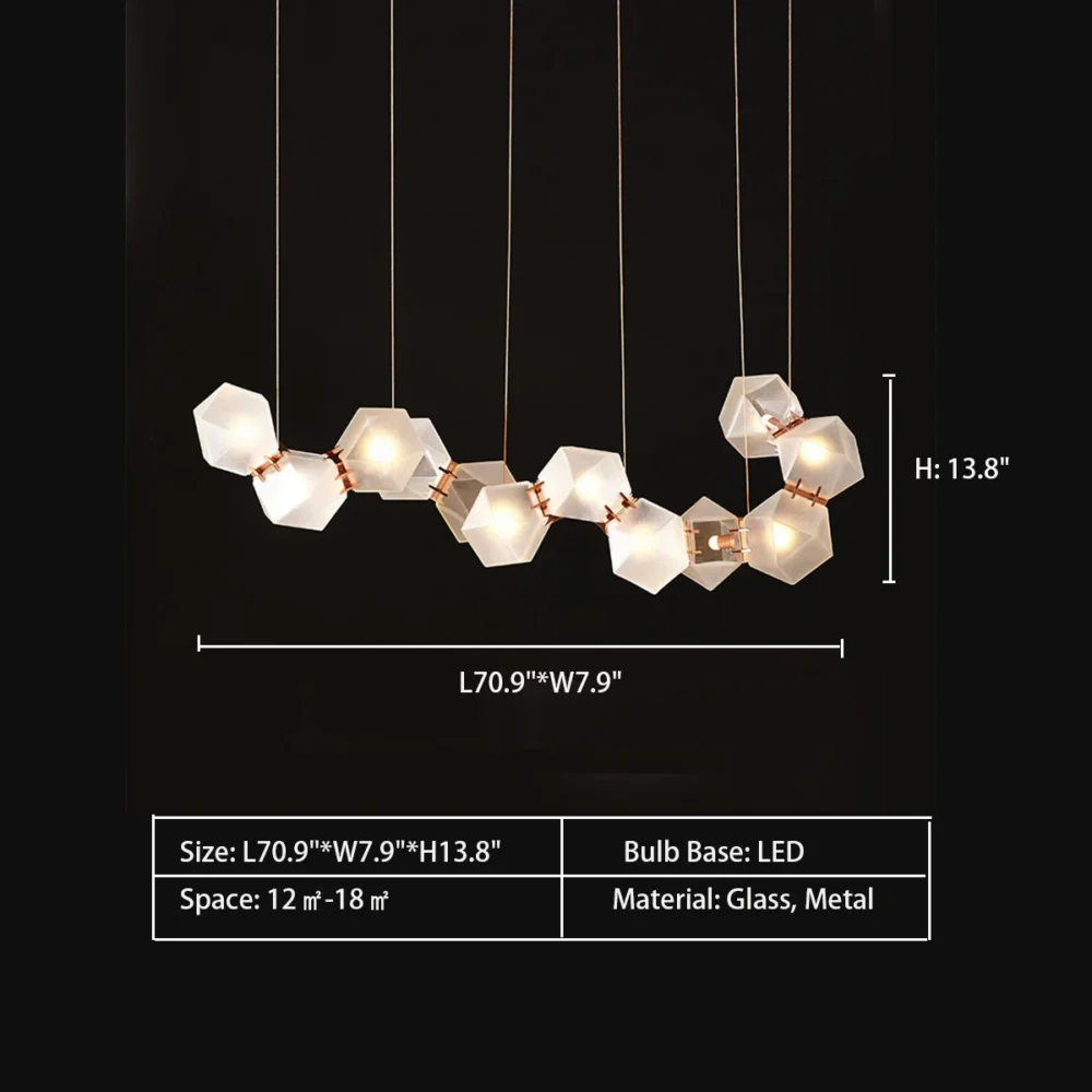 Modern Multiple Facet Diamond Glass Cluster Pendant Light for Dining Table/Kitchen Island - Image 9
