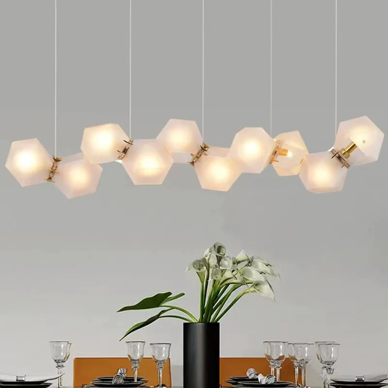 Modern Multiple Facet Diamond Glass Cluster Pendant Light for Dining Table/Kitchen Island