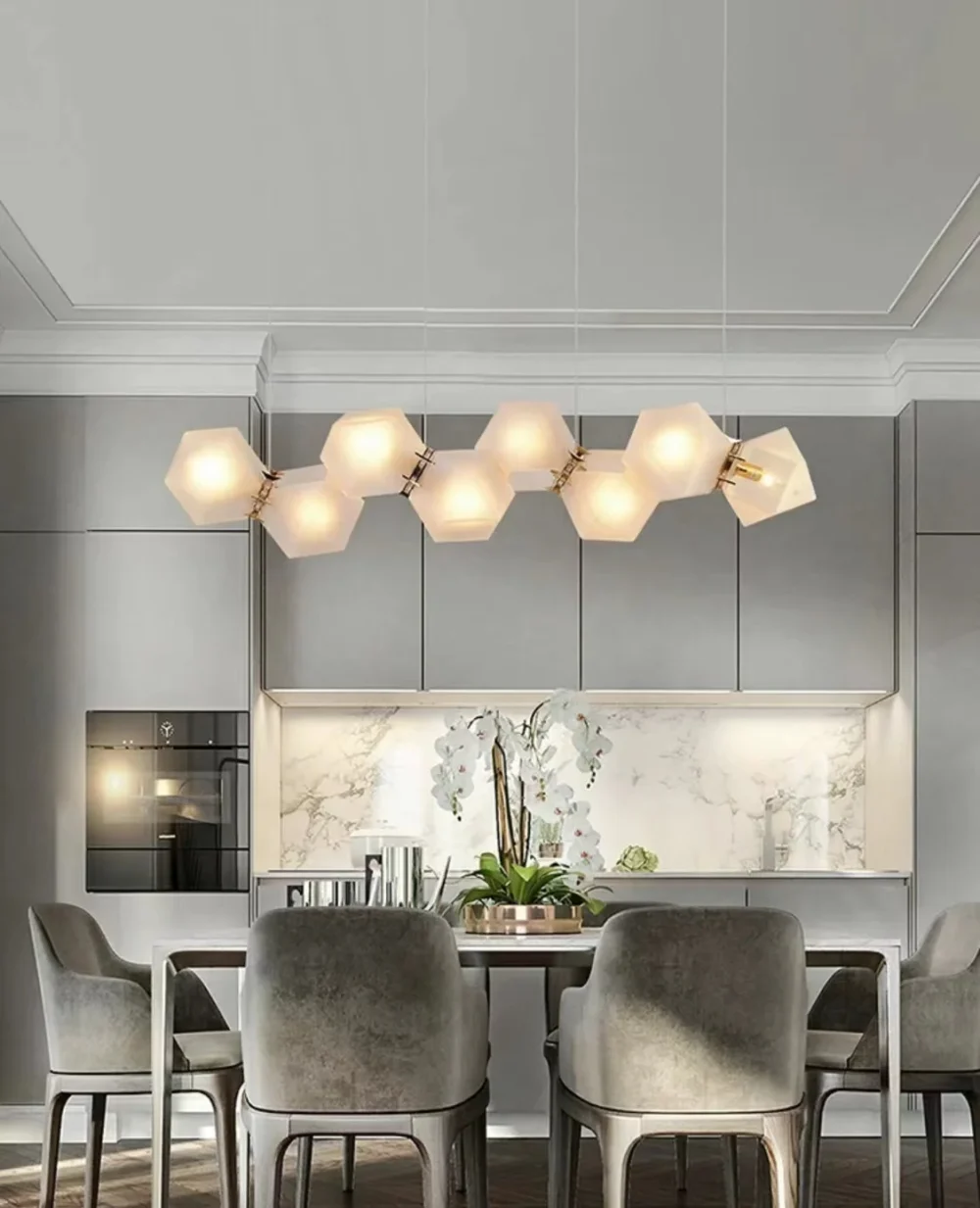 Modern Multiple Facet Diamond Glass Cluster Pendant Light for Dining Table/Kitchen Island - Image 6