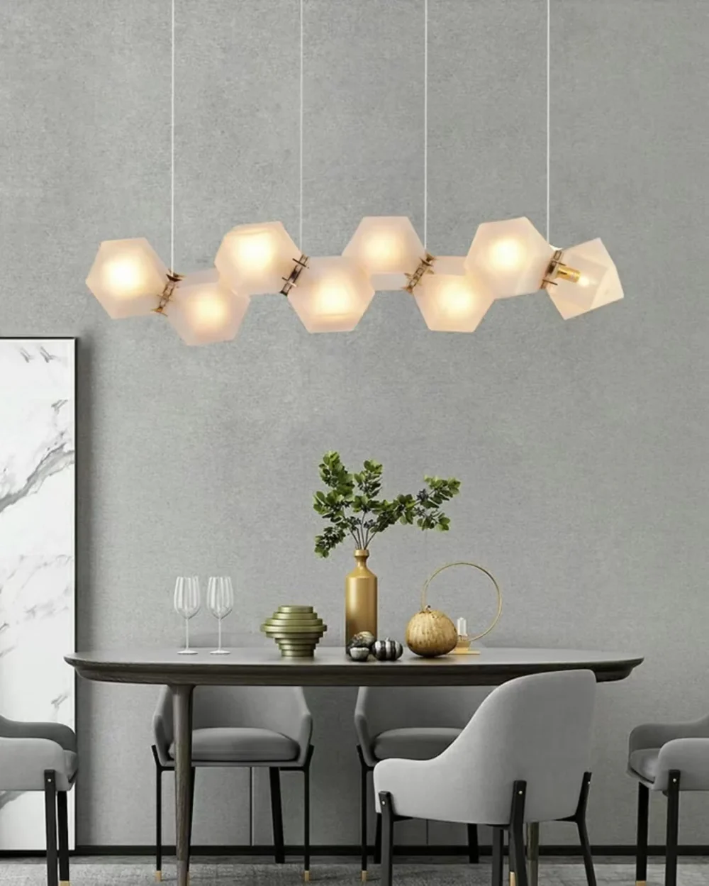 Modern Multiple Facet Diamond Glass Cluster Pendant Light for Dining Table/Kitchen Island - Image 7