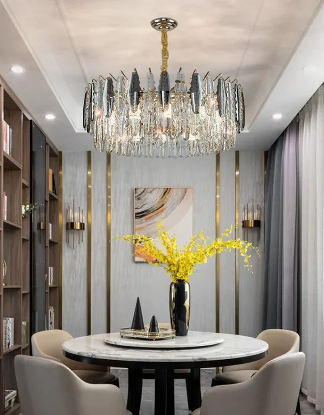 Modern Minimalist Art Designer Light Luxury Round Crystal Chandelier for Dining/ Living Room - Image 5