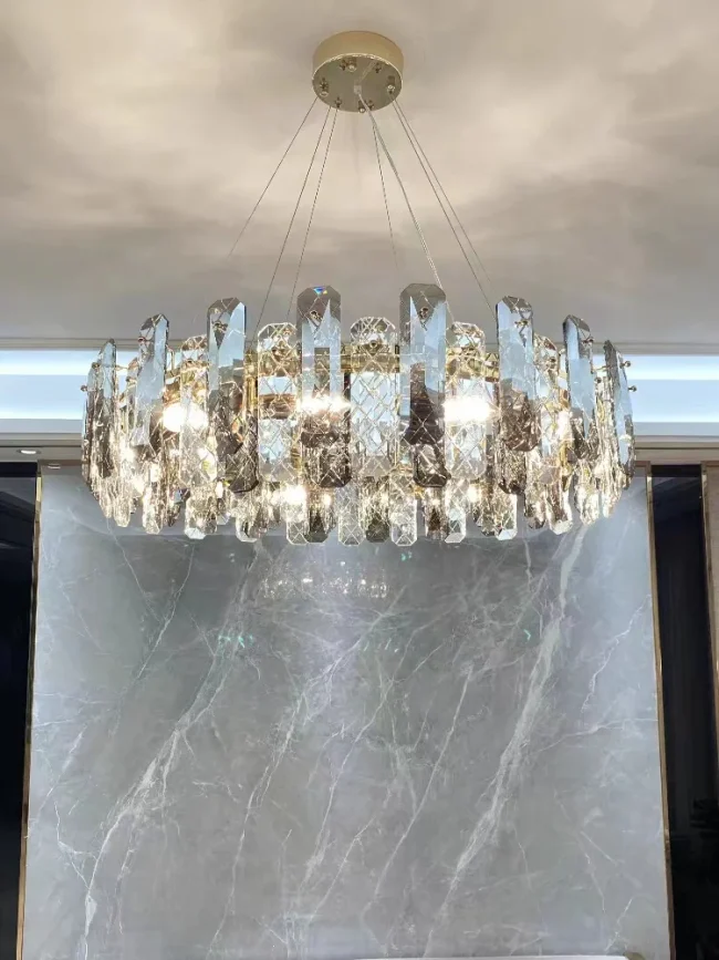 Modern Smoky Gray Crystal Chandelier Gleamy Light Fixture for Living/Dining Room/ Bedroom/ Home Office - Image 2