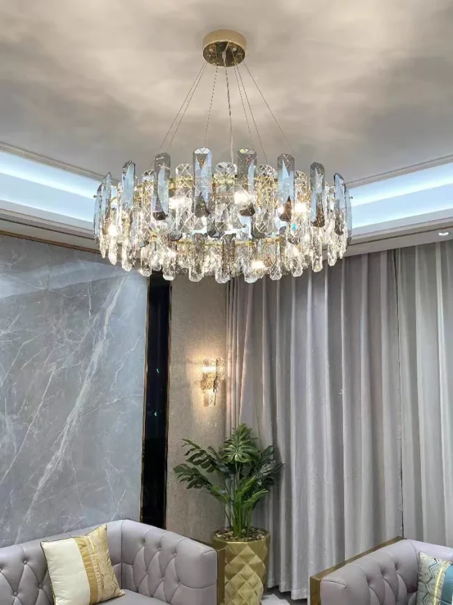 Modern Smoky Gray Crystal Chandelier Gleamy Light Fixture for Living/Dining Room/ Bedroom/ Home Office - Image 6