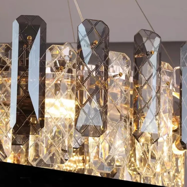 Modern Smoky Gray Crystal Chandelier Gleamy Light Fixture for Living/Dining Room/ Bedroom/ Home Office - Image 4