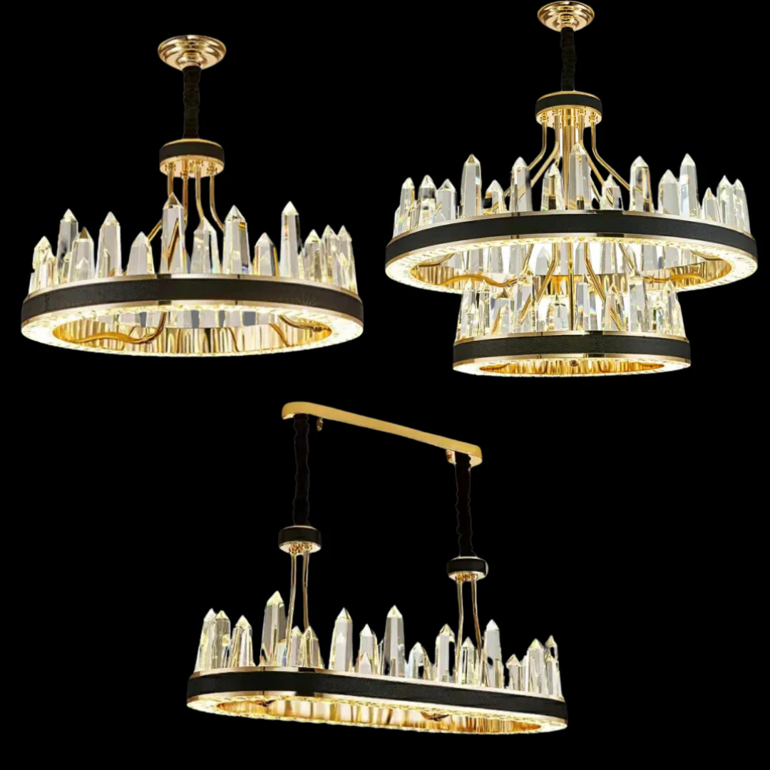 New Style Iceberg Crystal Chandelier For Living Room Modern Black Crown Ceiling Lighting Fixture