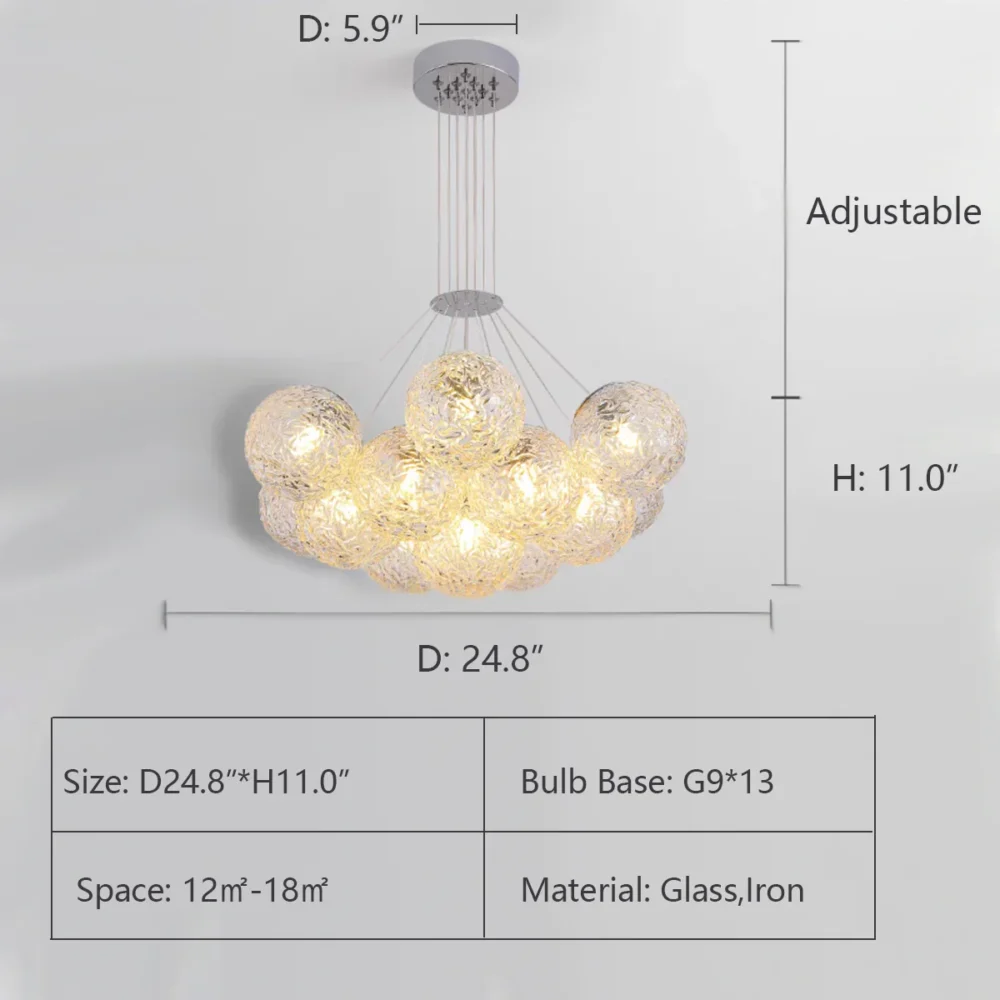 Affordable Nordic Art Water Pattern Glass Bubble Pendant Chandelier for Living/Dining Room/Bedroom - Image 3