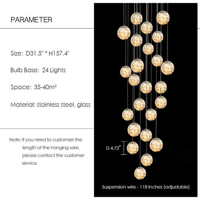 Modern Starlight Globe Chandelier for Foyer Hall Crystal Clear Glass Ball Light Decoration Living Room Ceiling Lamp - Image 9