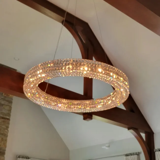 Oversized Modern Ring Pendant Light/Round Crystal Chandelier for Living/Dining Room/Bedroom - Image 3