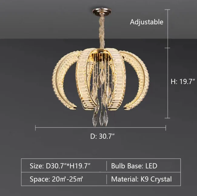 Post-modern Art Light Luxury K9 Crystal Pendant Chandelier for Living/Dining Room/Foyer/Hallway - Image 10