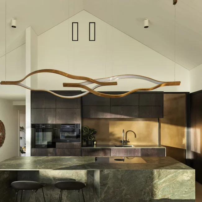 Modern Simple Brass Waving Chandelier for Living/Dining Room/Kitchen Island - Image 10