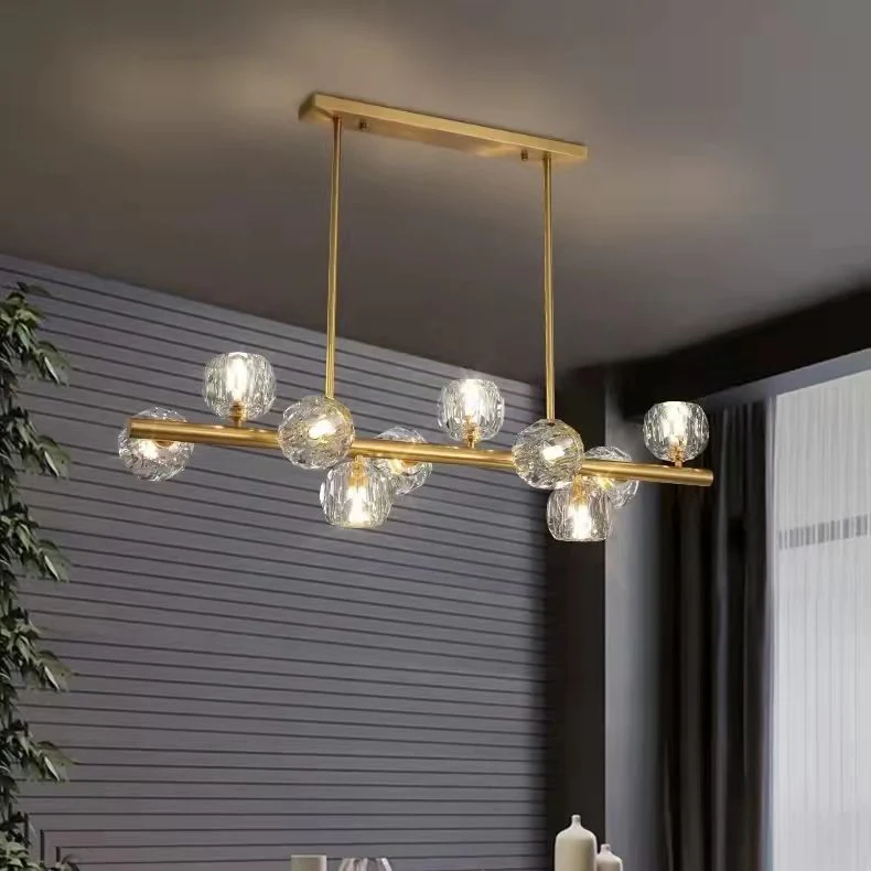 Modern Pure Copper Bar Lights K9 Crystal Dining Room Chandelier