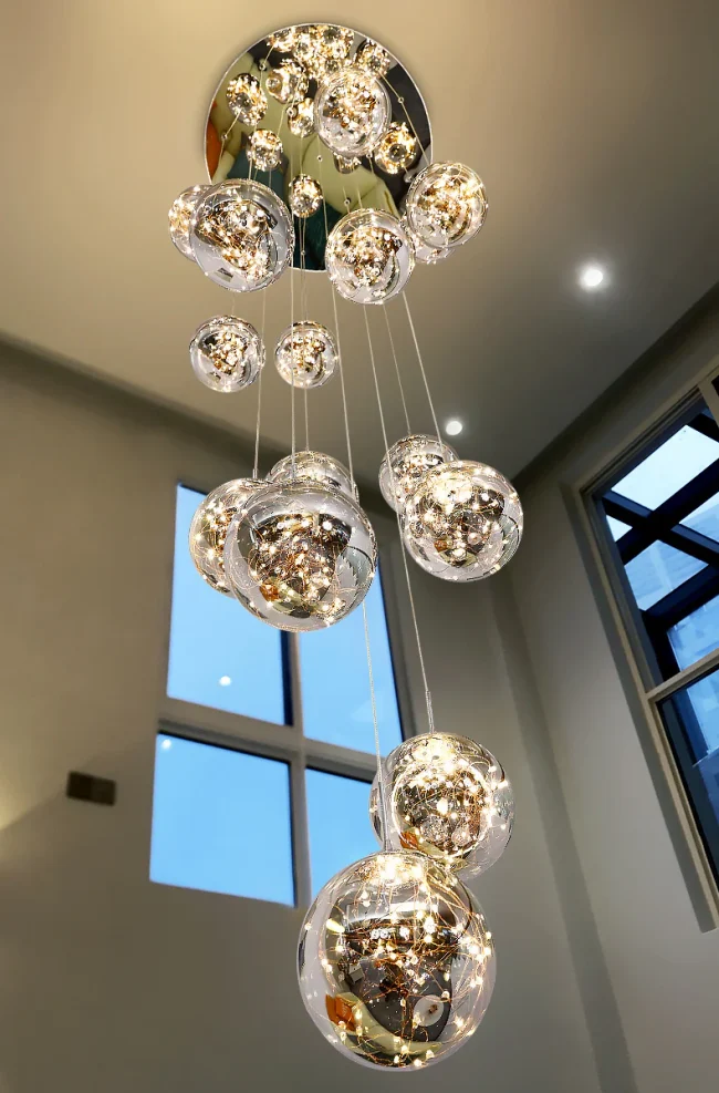 Modern Starlight Globe Chandelier for Foyer Hall Crystal Clear Glass Ball Light Decoration Living Room Ceiling Lamp - Image 3