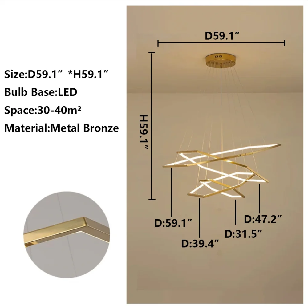 Unique LED Light Geometric Pendant Ceiling Chandeliers - Image 5