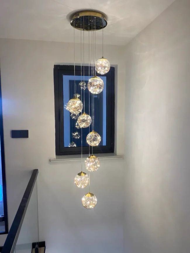 Modern Starlight Globe Chandelier for Foyer Hall Crystal Clear Glass Ball Light Decoration Living Room Ceiling Lamp - Image 5