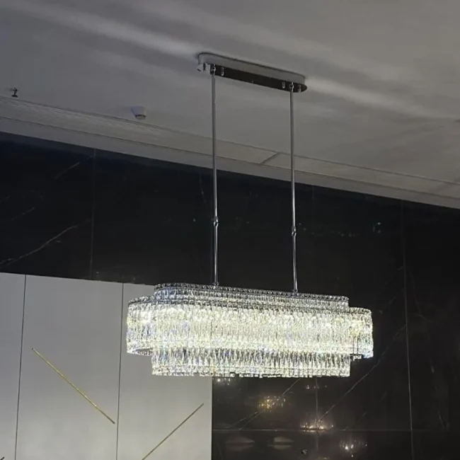 Stunning Modern Rectangle Ceiling Light Crystal Chandelier For Dining Table/Coffee Table/Living Room/Bedroom - Image 2