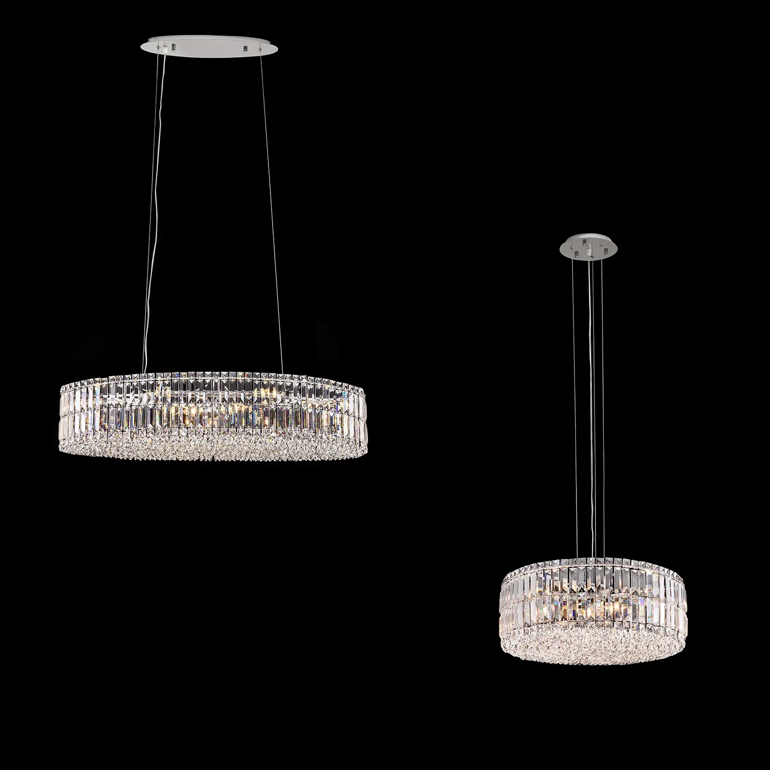 Modern Silver Ceiling Round/Rectangle Crystal Chandelier