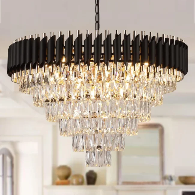 Modern Luxury Multi-Tier Oval/Round Crystal Tiered Chandelier - Image 5