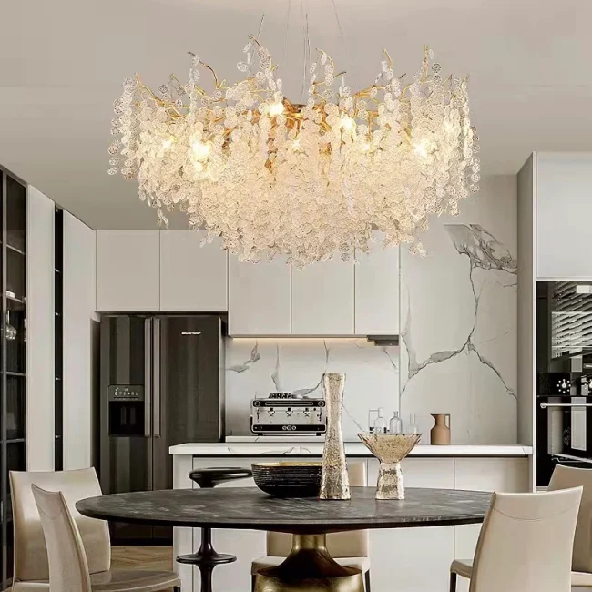 Luxury Branches Crystal Frosted Glass Chandelier Set for Living /Dining Room - Image 2