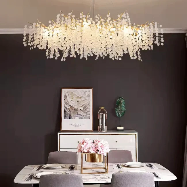 Luxury Branches Crystal Frosted Glass Chandelier Set for Living /Dining Room