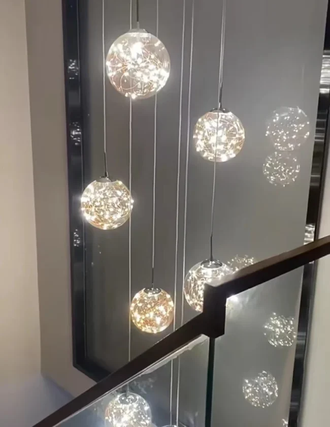 Modern Starlight Globe Chandelier for Foyer Hall Crystal Clear Glass Ball Light Decoration Living Room Ceiling Lamp - Image 8