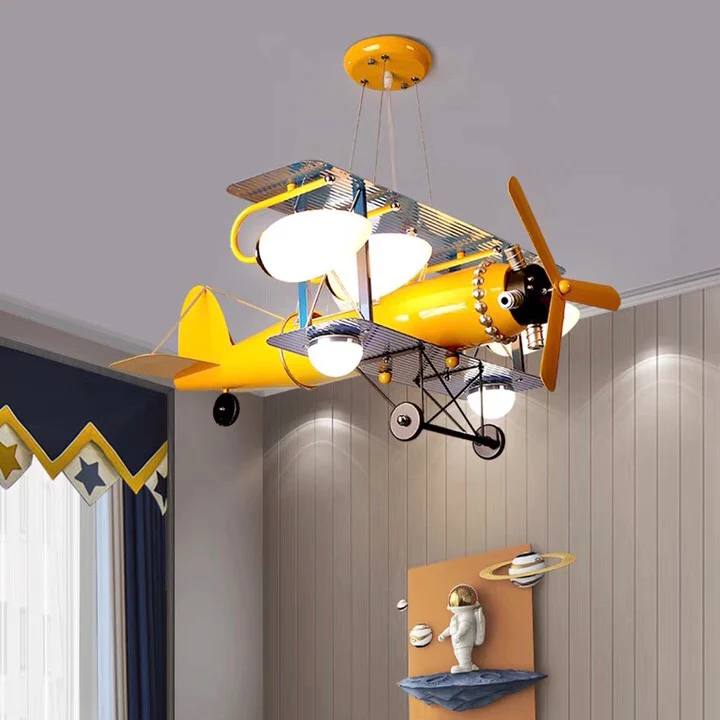 Airplane Ceiling Lamp Kids’ Bedroom Chandelier Creative Baby Boy’s Modeling Light