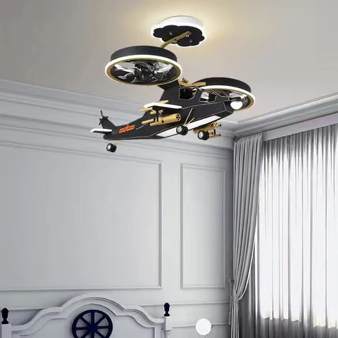 Airplane Pendant Fan Light Kids Bedroom Chandelier