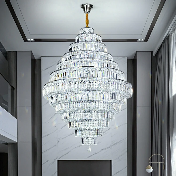 Chrome/ Silver/ Gold Extra Large Chandelier For Foyer Living Room Staircase Crystal Ceiling Lighting Fixture