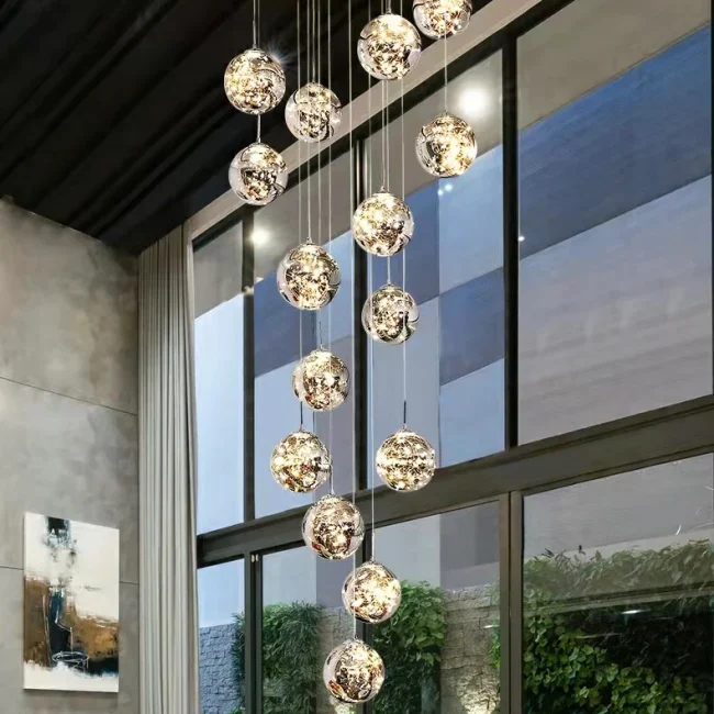 Modern Starlight Globe Chandelier for Foyer Hall Crystal Clear Glass Ball Light Decoration Living Room Ceiling Lamp - Image 14