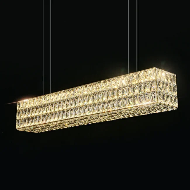 Decorative Rectangle Cube Crystal Pendant Chandelier In Gold Finish - Image 3