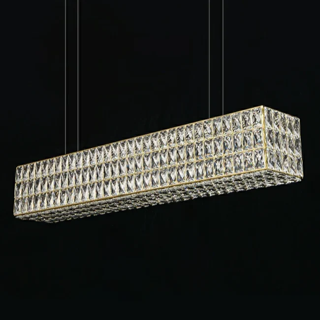 Decorative Rectangle Cube Crystal Pendant Chandelier In Gold Finish - Image 2